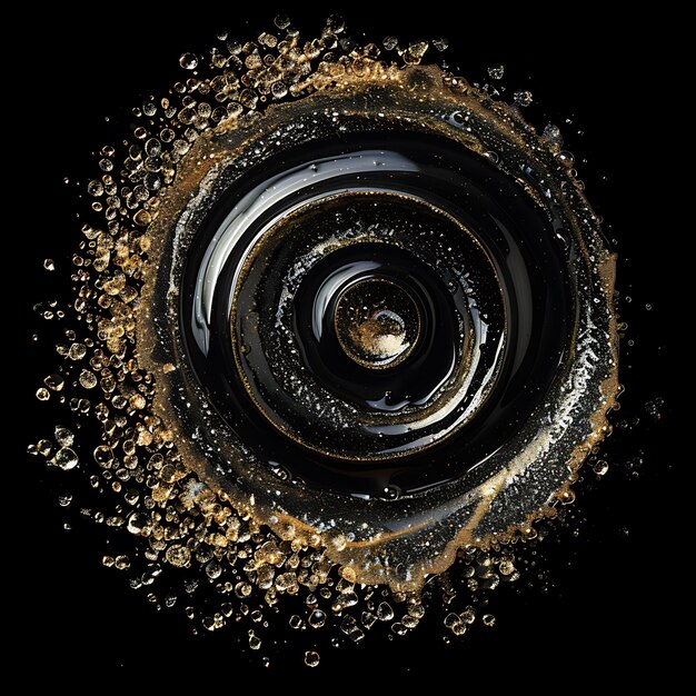 Foto el aceite de semilla de cáñamo infundido con brillo negro de ónix crea una mancha de brillo de lujo foto aislada