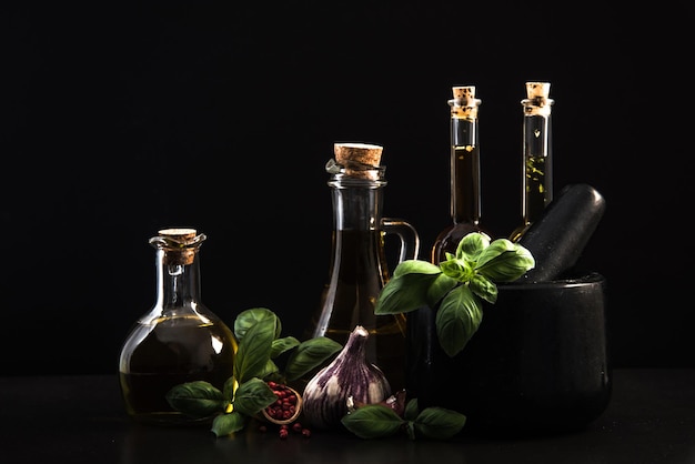 Aceites de oliva infundidos hierbas y especias