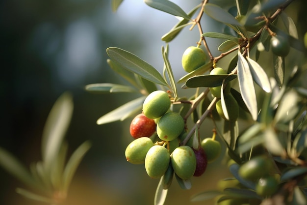 Aceitunas en un árbol en el jardín