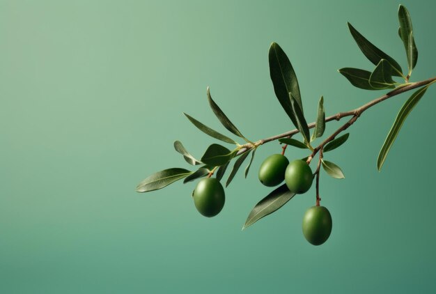 Foto aceitunas con hojas verdes en una rama