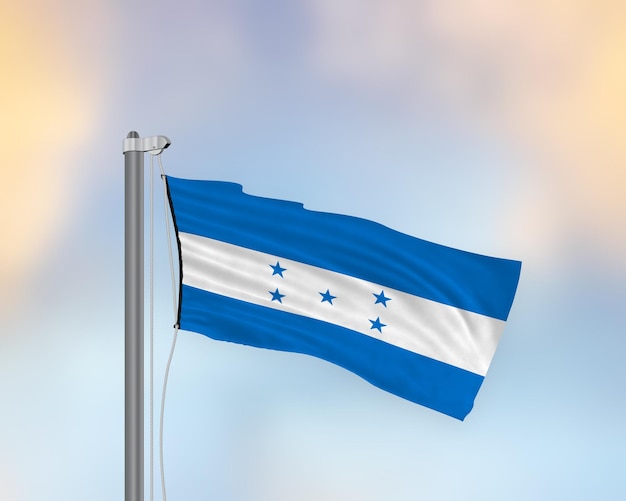 Acenando a bandeira de Honduras em um mastro