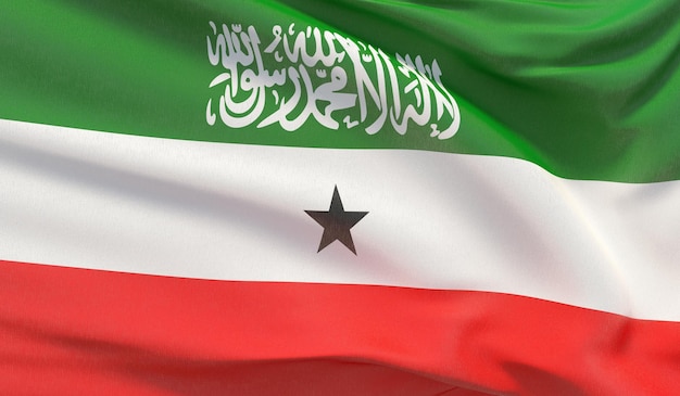 Acenando a bandeira nacional da somalilândia acenou closeup altamente detalhado d render