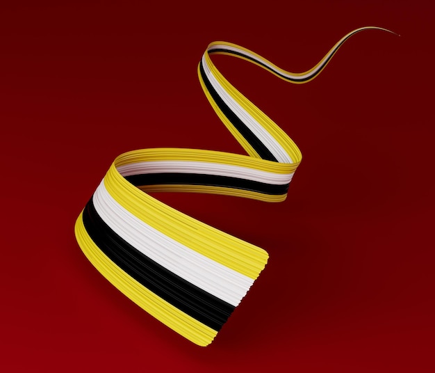 Acenando a fita ou banner com a bandeira da ilustração 3d do dia da independência de Brunei