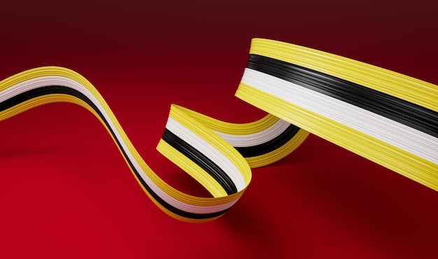 Acenando a fita ou banner com a bandeira da ilustração 3d do dia da independência de Brunei