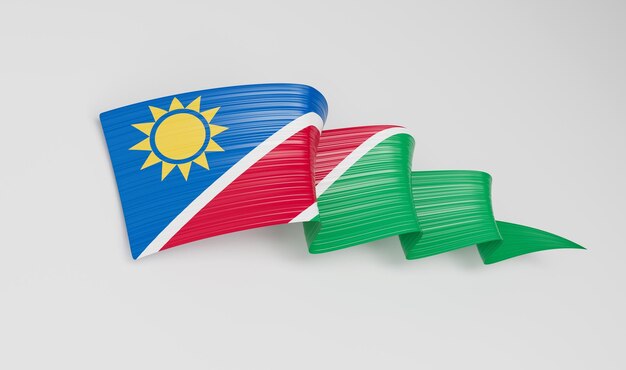 Acenando a fita ou banner com a bandeira da Namíbia Modelo para ilustração 3d do dia da independência