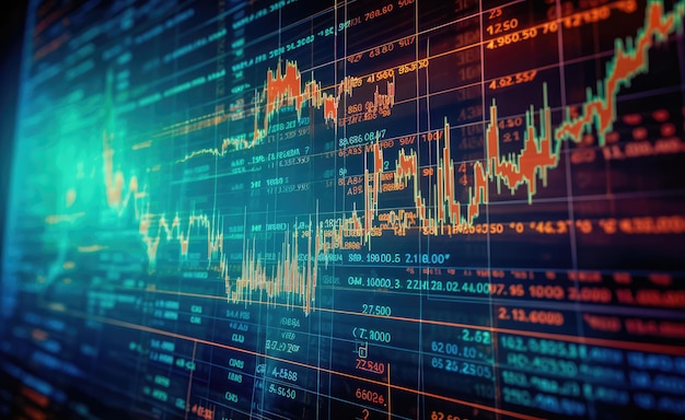 Foto aceptación de cotizaciones financieras con gráficos y gráficos financieros ia generativa