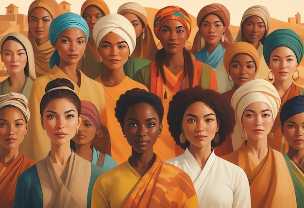 Foto aceptar la belleza del multiculturalismo a través del empoderamiento de las mujeres