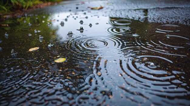 La acera de la lluvia salpicada