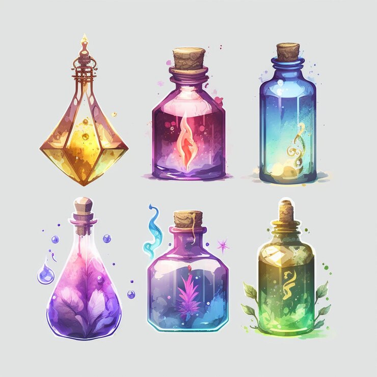 Foto un acercamiento de cuatro botellas diferentes con diferentes diseños en ellos ai generativa