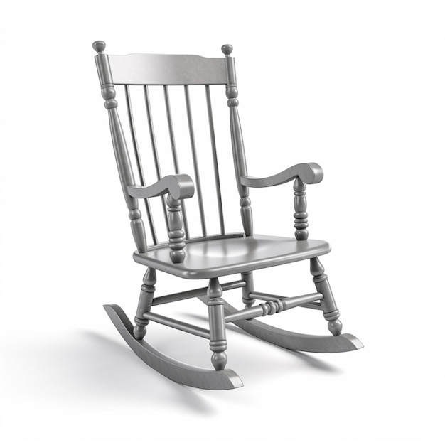 Foto un acercamiento de una silla mecedora en un fondo blanco ai generativo