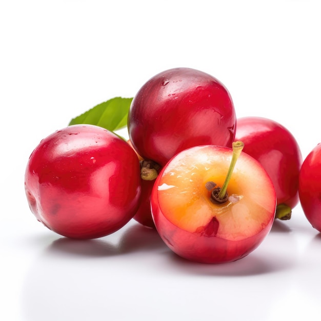 Acerola Barbados Kirschfrucht isoliert auf weißem Hintergrund