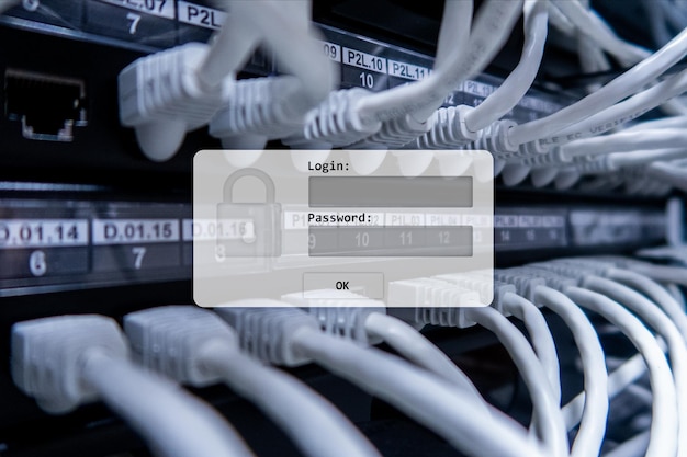 Acesso e segurança de dados de solicitação de login e senha da sala do servidor