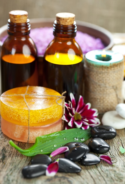 Foto acessórios de aromaterapia no spa