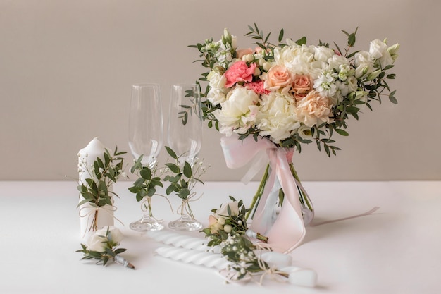 Acessórios de casamento Bouquet óculos vela boutonniere