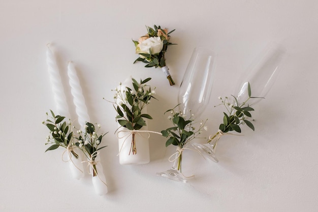 Acessórios de casamento Óculos de casamento velas de casamento boutonniere