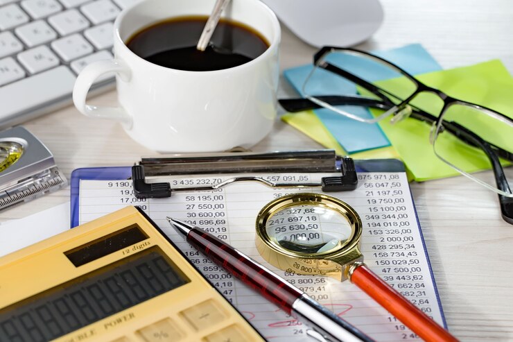 Foto acessórios de escritório para gestão empresarial