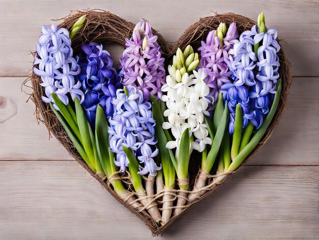 Acht März Frauentag Karte aus dem Frühling Hyacinth Blumen Herz minimale Grußkarte für