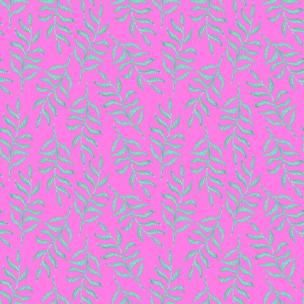 Foto acid emerald green leaves on pink pattern