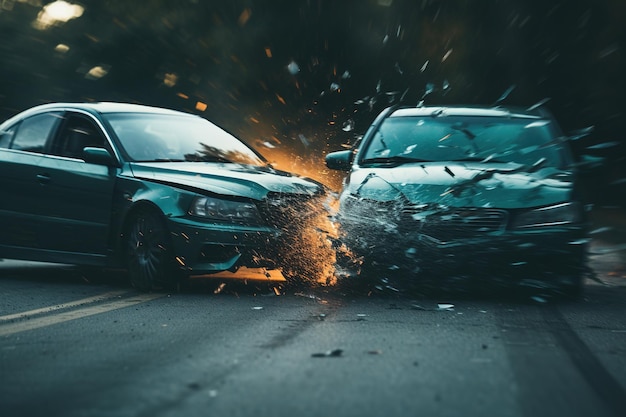 Acidente de automóvel e acidente na rua generativa ai