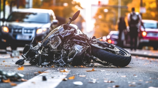 Foto acidente de motocicleta na estrada