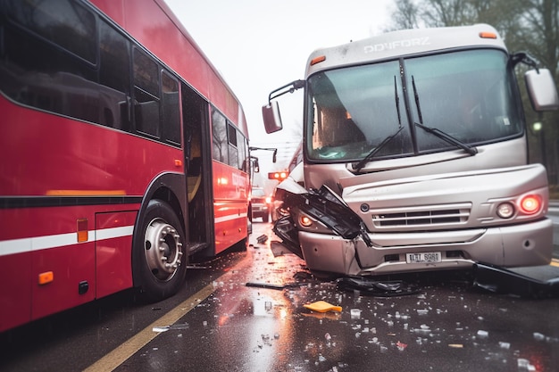 Acidente de trânsito de ônibus no conceito de apólice de seguro automóvel rodoviário gerado por IA