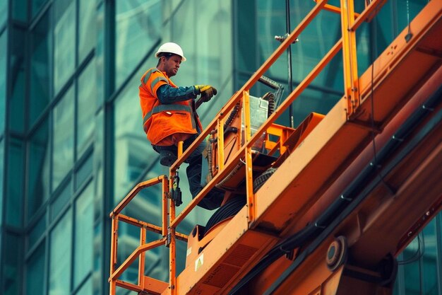 Acima da Captura de Elevadores de Boom no Trabalho