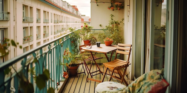 Acogedor apartamento de la ciudad balcón con muebles de patio