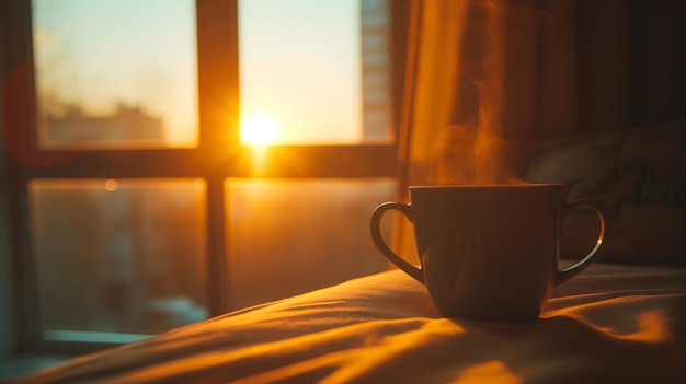 Foto acogedor escritorio de casa con taza de café para portátil y plantas de interior