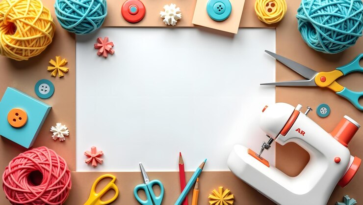 Acogedor marco de artes y artesanías 3D con elementos hechos a mano
