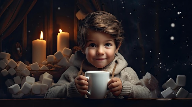 Acogedor placer de invierno dulce indulgencia cacao reconfortante favorito de los niños generado por la IA