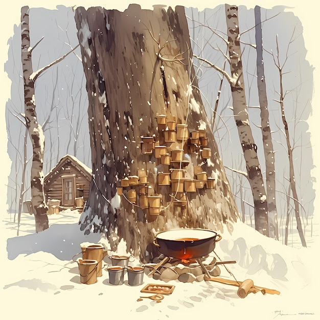Un acogedor refugio de invierno en el bosque