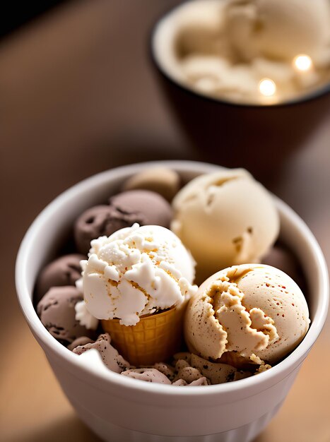 Foto acogedor restaurante con helado realista.