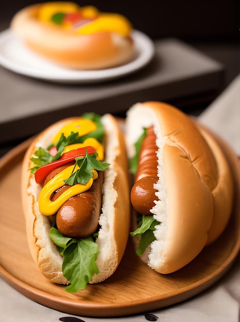 Acogedor restaurante con hot dogs realistas Neutral