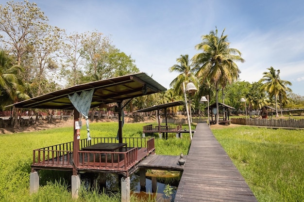 Acogedor restaurante pintoresco en campos de arroz en Langkawi Malasia