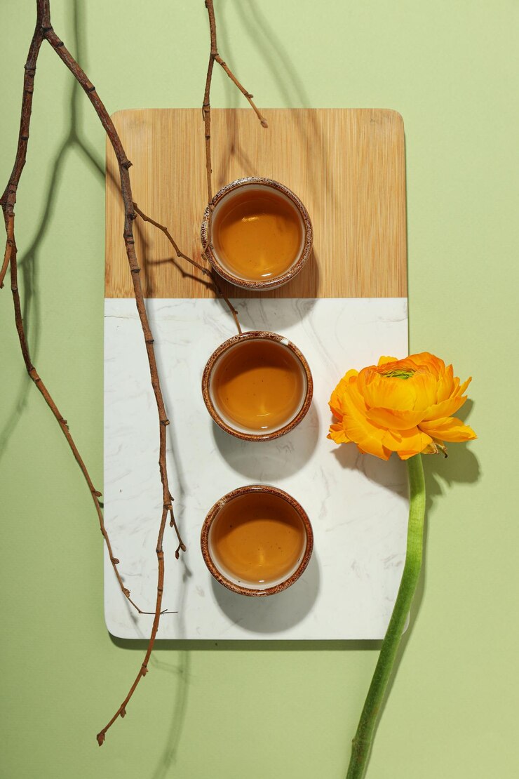 Acogedor y sabroso concepto de bebida caliente té asiático