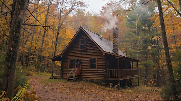 Foto una acogedora cabaña de madera en el bosque es el lugar perfecto para escapar del ajetreo de la vida cotidiana