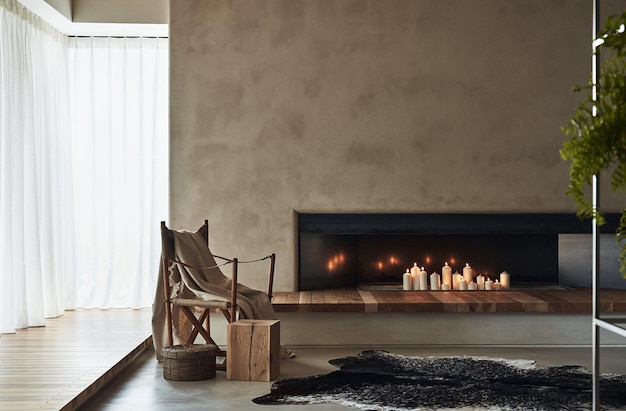 Acogedora chimenea sala de estar