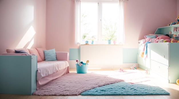 Foto acogedora habitación infantil en colores tierra y diseño minimalista