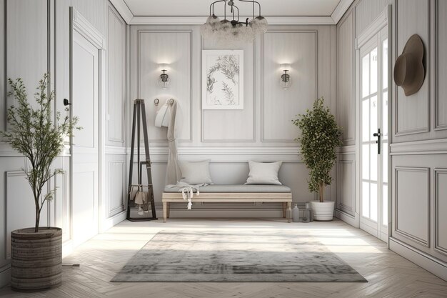 Acogedora sala de estar con un cómodo sofá y una elegante alfombra IA generativa