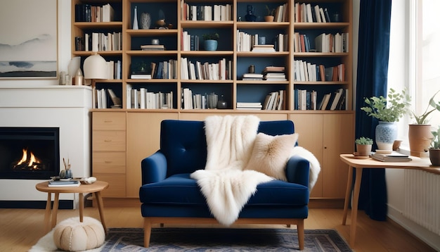 Foto acogedora sala de estar con muebles de estilo escandinavo