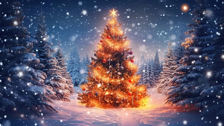 Acogedora sala de estar navideña decorada con adornos navideños de pino Generativo ai