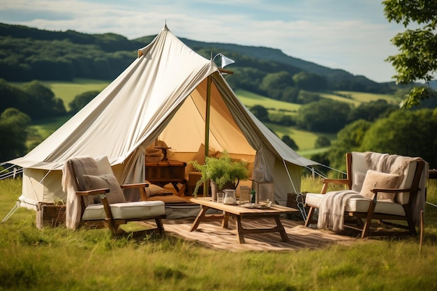 Una acogedora tienda de campamento generativa Ai