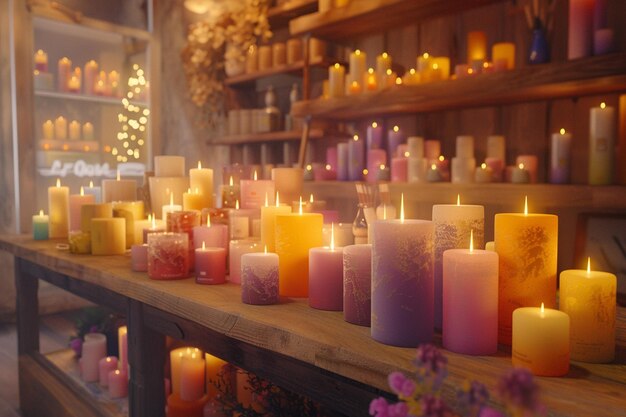 Foto acogedora tienda de velas que ofrece velas hechas a mano en vari