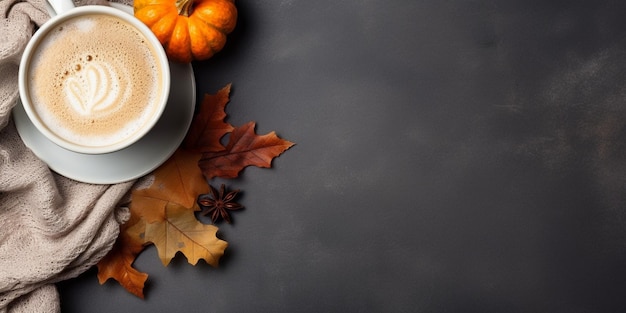 Aconchego de estar em casa no outono Veja acima a foto de uma xícara de café quente irregular Generative AI