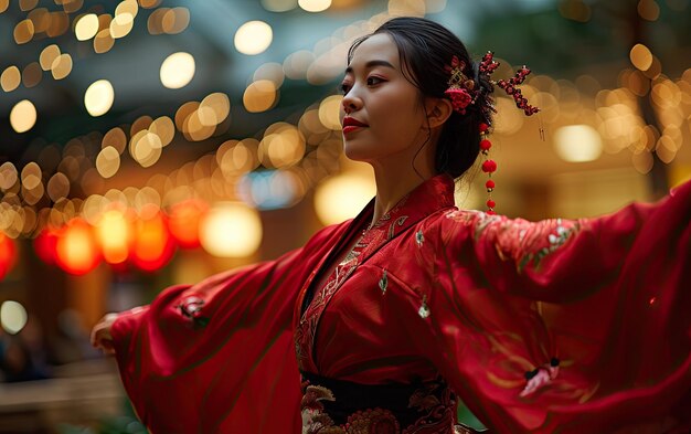 Foto acrobacias do ano novo chinês