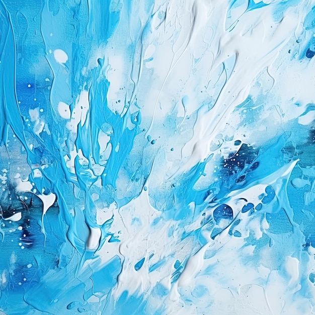 Acrylweißer und blauer Hintergrund spritzt Pinselstriche