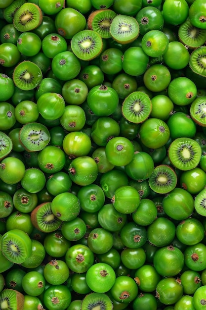 Foto actinidia arguta textura de fondo kiwi frutas resistentes patrón muchas vides perennes maqueta de bayas de kiwi