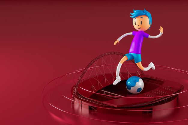 Action Cartoon 3D-Charakter Junge in Sport-Action