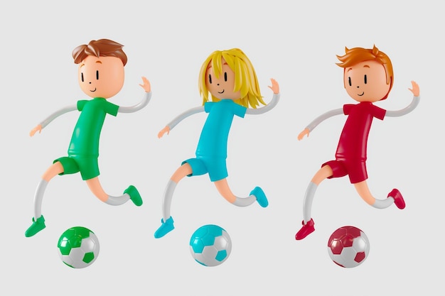 Action Cartoon 3D-Charakter Junge in Sport-Action