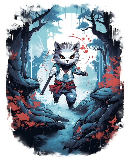 Action-Ragdoll-Illustration im Enchanted Woods Vector-Hintergrund